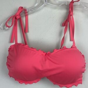 Shade & Shore Coral Structured Bikini Top Shoulder Ties Adjustable Back Sz 36 C